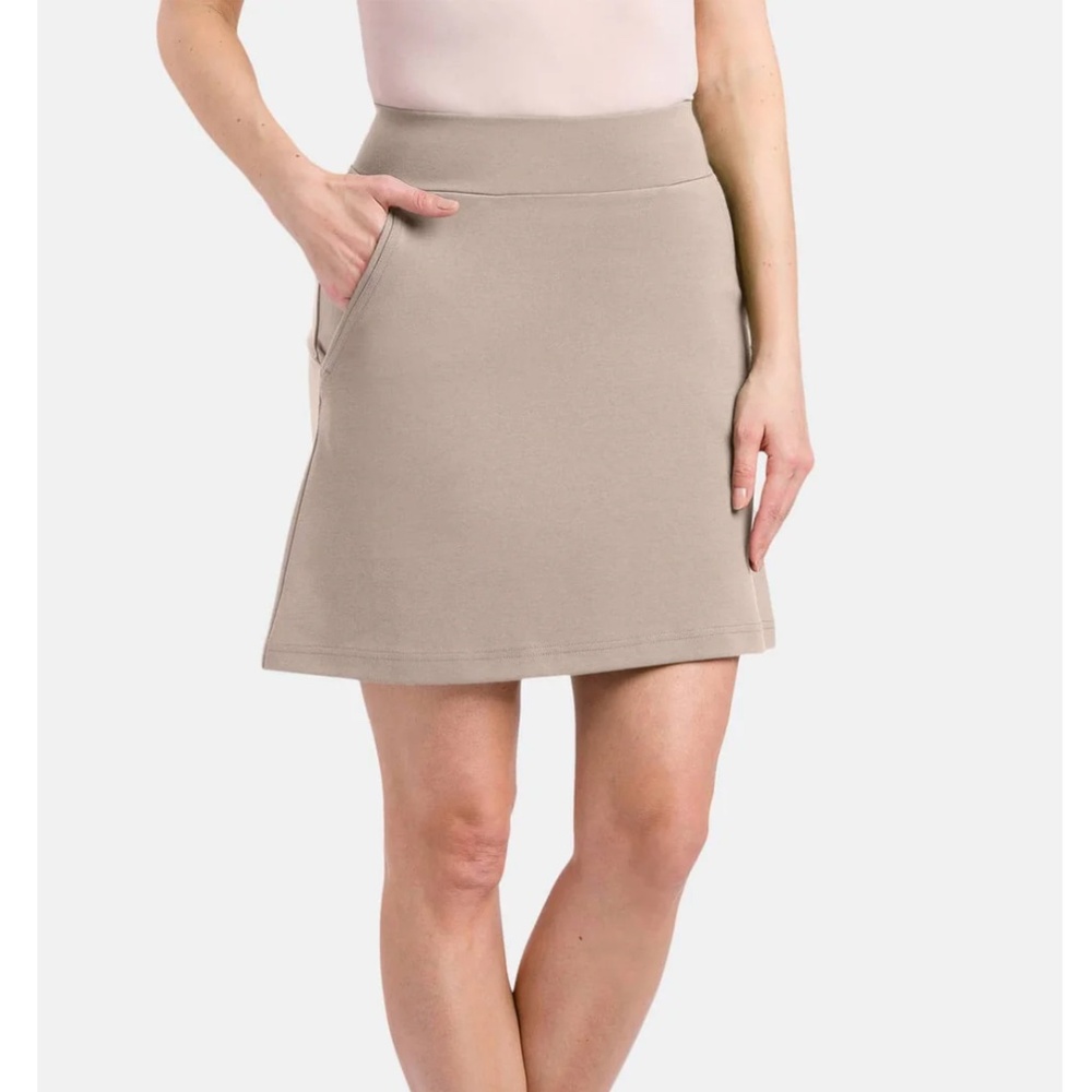 Fishers Finery Ponte Knit A-Line Tan Skirt with‎ Pockets Sz XS